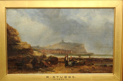 Lot 851 - Ralph Stubbs (1774-1845) View of Scarborough harbour from the south shore Signed and...