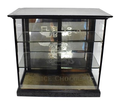 Lot 3113 - Fry's Chocolate Ebonised Display Cabinet, with two mirrored shelves and rear sliding doors and 'J S