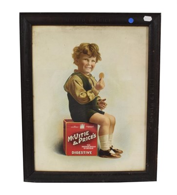 Lot 3114 - McVitie & Price's Digestive Biscuit Advertising Card depicting a child sitting on a biscuit tin, in
