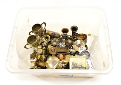 Lot 3166 - Mixed Shipping Items including Salt & Pepper Shakers, Compacts, two small Trophies, Hand bells,...