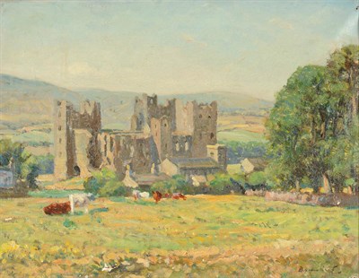 Lot 860 - Reginald Grange Brundrit RA, ROI (1883-1960) "Castle Bolton, Wensleydale" Signed Brundrit,...