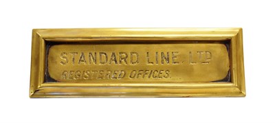 Lot 3201 - Standard line Ltd Registered Office Brass Wall Plaque 12x4'', 30x10cm