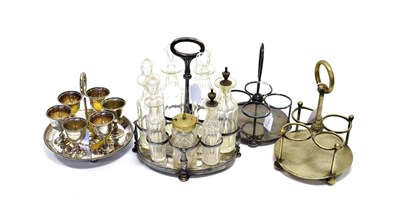 Lot 3202 - State Line Egg Cruet Set with six egg cups (lacks spoons), Royal Mail Steam Packet company...