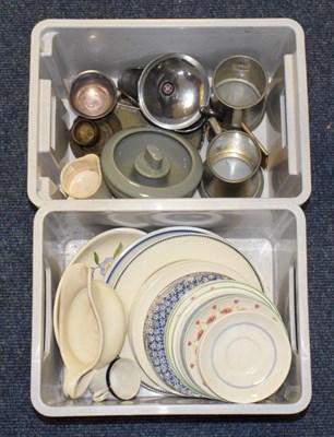 Lot 3207 - Union Castle Line Group ceramics: four soup bowls (three patterns) four side plates blue floral...