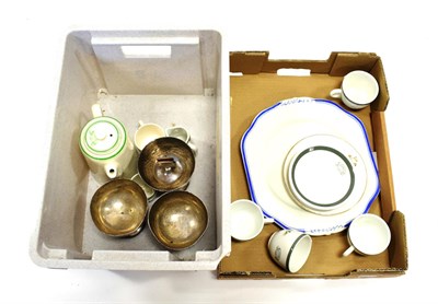 Lot 3219 - Wilson Line Group ceramics: four cups and saucers, hot water jug, serving dish and a few...