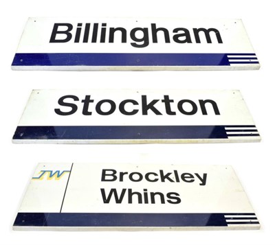 Lot 3239 - Tyne & Wear Metro Station Sign Brockley Whins, together with similar signs for Stockton and...