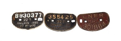 Lot 3241 - Wagon D Plates (i) LNER Darlington 21 tons (ii) Shildon 22t (iii) Shildon 32t; together with...