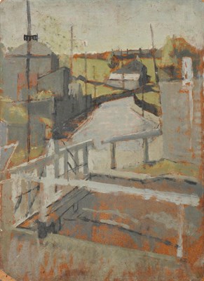 Lot 868 - David George Fawcett ATD, FRSA (1935-1973) "Apperley Bridge Locks on the Bradford-Leeds Canal"...