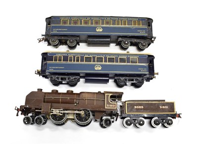 Lot 3326 - Hornby O Gauge C/w 4-4-2 Nord 31801 with tender (G, tender rewheeled) together with two bogie...