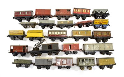 Lot 3331 - Hornby O Gauge Various Wagons including GW No.2 Goods, Rotary wagon, Hopper and other; together...