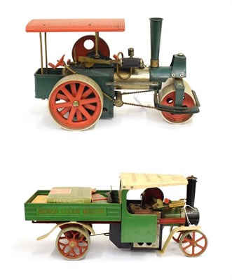 Lot 3378 - Mamod Steam Wagon together with a Wilesco Road Roller (both F) (2)