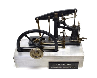 Lot 3379 - Stuart Turner 1846 12 HP Beam Engine with 9 1/2'' flywheel and governor, mounted of steel base...