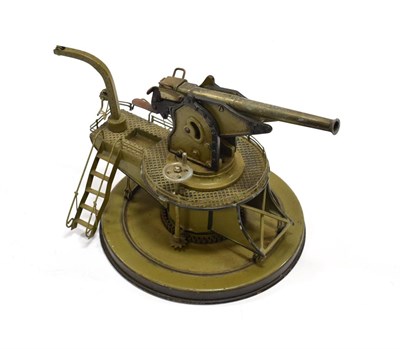 Lot 3403 - Marklin Coastal Gun Emplacement with brass gun stamped with GMC monogram mounted on rotating gantry