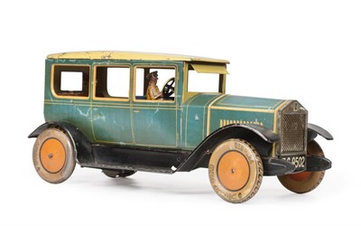 Lot 3407 - TippCo Limousine blue/fawn, with clockwork motor and driver, registration number TC 9502 13'', 33cm