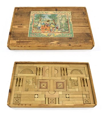 Lot 3410 - German Architectural Wooden Block Set, Late 19th Century plain wooden pieces in various shapes,...