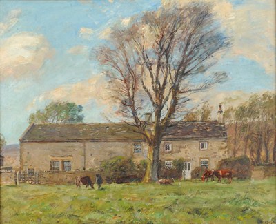 Lot 882 - Herbert Royle (1870-1958) "Black Hill Farm, Langbar" Signed, partially inscribed on an old...