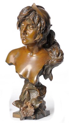 Lot 885 - Cering Melilli (French, late 19th century): A Bronze Bust of a Young Woman, wearing a classical...