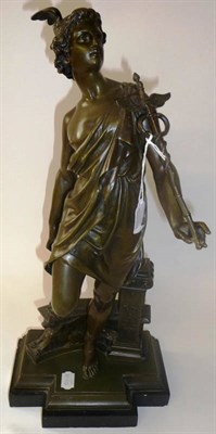 Lot 888 - Emile Bruchon (French, 1806-1895): A Bronze Figure of Mercury, the loosely draped figure with...