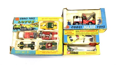 Lot 3485 - Corgi Various Models including Gift Set No.3 Lotus Racing Team, 1142 Holmes wrecker (both G-F boxes