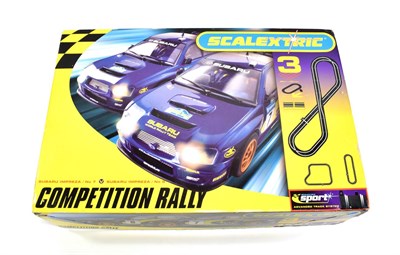 Lot 3511 - Scalextric 3 Competition Rally Set with two Subaru models (boxed)