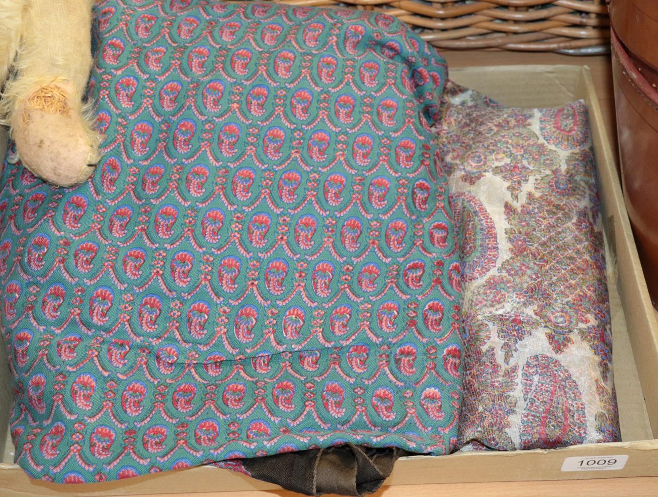 Lot 1009 - Early 20th century paisley silk shawl; and a printed paisley shawl