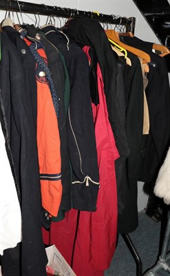 Lot 1059 - Assorted gents costume including military jackets, police jacket, NFS jacket, breeches,...
