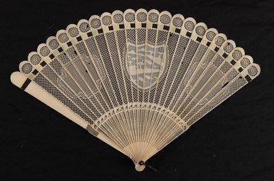 Lot 1086 - A large late 18th century Chinese carved ivory brisé fan Qing Dynasty, finely carved...