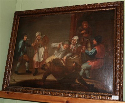 Lot 1130 - Follower of Adriaen Brouwer (c.1605-1638) Dutch, The Tavern Dance, oil on canvas, 54.5cm by...