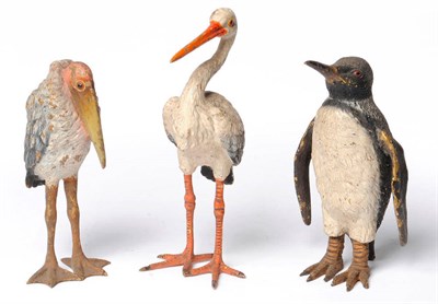 Lot 909 - Marabou Stork, unmarked, standing and looking downwards, 9.5cm high; European Stork, unmarked,...