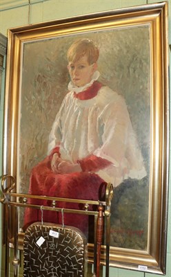 Lot 1152 - Elizabeth Scott-Moore (1902-1993) ''Andrew the Choir Boy'', signed, oil on canvas, signed and...