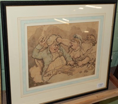 Lot 1167 - After Thomas Rowlandson (1756-1827) A spirited game of chequers, bears signature and dated...