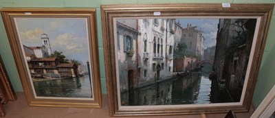 Lot 1177 - Italian School (20th/21st century) A quiet Venetian canal scene; together with a companion,...