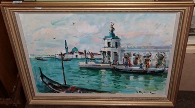 Lot 1178 - Continental school (Contemporary) Scene on Venetian lagoon, indistinctly signed, oil on board,...