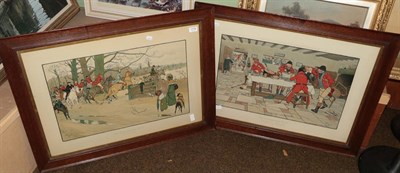 Lot 1179 - After Cecil Aldin, two prints of the Fallowfield Hunt ''Breaking Cover'' and ''The Breakfast at the