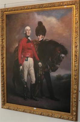 Lot 1181 - A modern oil on canvas of an army officer, his steed and his ADC