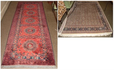 Lot 1190 - Indian carpet, the ivory Herati field enclosed by narrow borders, 255cm by 203cm