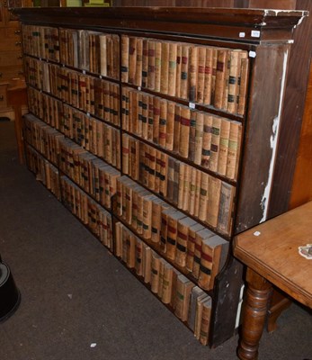 Lot 1219 - A large bookcase with ebony stringing, in two sections, the base section 275cm wide by 46cm deep by