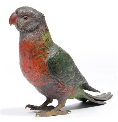 Lot 916 - Parrot, probably Franz Bergmann, Austria, in perched pose and turning slightly to the right,...