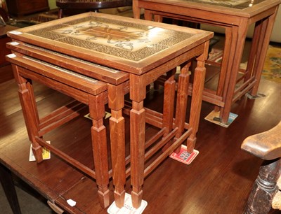 Lot 1239 - A pair of tile top nesting tables, the largest 53cm wide