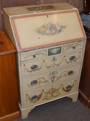 Lot 1279 - A late 19th century cream painted bureau, in the Neo Classical style, 61cm wide