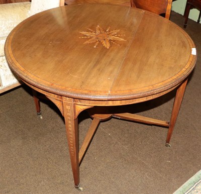 Lot 1296 - 19th century mahogany and satinwood banded circular table, 100cm diameter