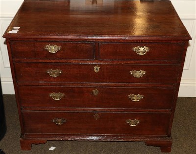 Lot 1310 - A George III oak and pine lined five-drawer straight fronted chest, 90cm wide