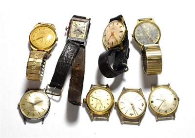Lot 80 - A collection of eight wristwatches including Bouler and Junghans
