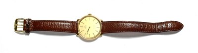 Lot 88 - A gold plated and steel wristwatch, signed Omega, model, De Ville, on leather strap