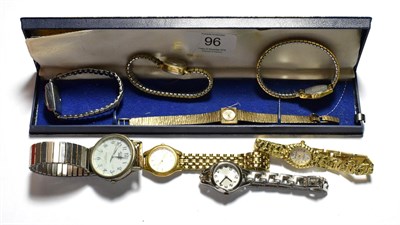 Lot 96 - A lady's 9 carat gold wristwatch, signed Ebel, with Ebel box; and seven other wristwatches
