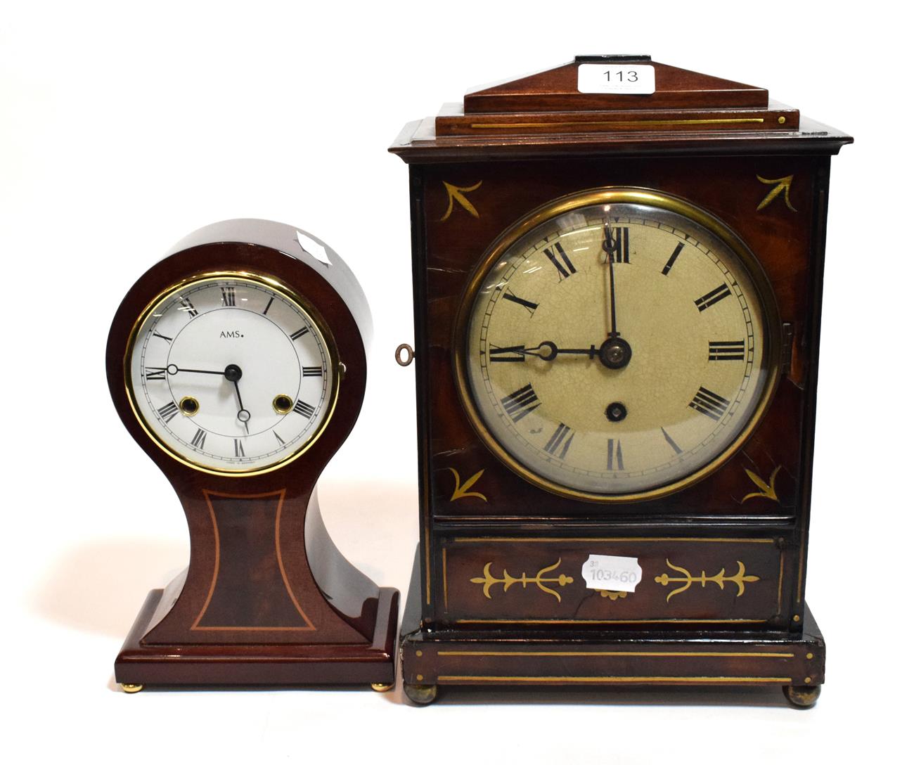 Lot 113 - An early 19th century mahogany bracket clock, single fusee movement, Roman dial, brass inlaid;...