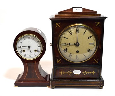 Lot 113 - An early 19th century mahogany bracket clock, single fusee movement, Roman dial, brass inlaid;...