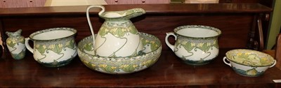 Lot 116 - A 19th century Doulton Burslem 'Kelmscot' pattern wash set comprising: wash jug and bowl; two...