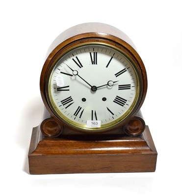Lot 163 - A 19th century oak cased striking table clock, eight day twin train movement, Roman enamel...