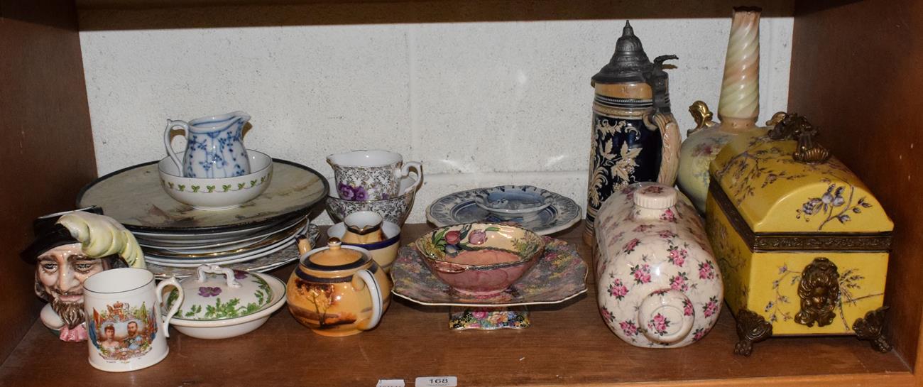 Lot 168 - A collection of ceramics including Royal Winton ware, Maling ware, Adam plate, Stone ware...